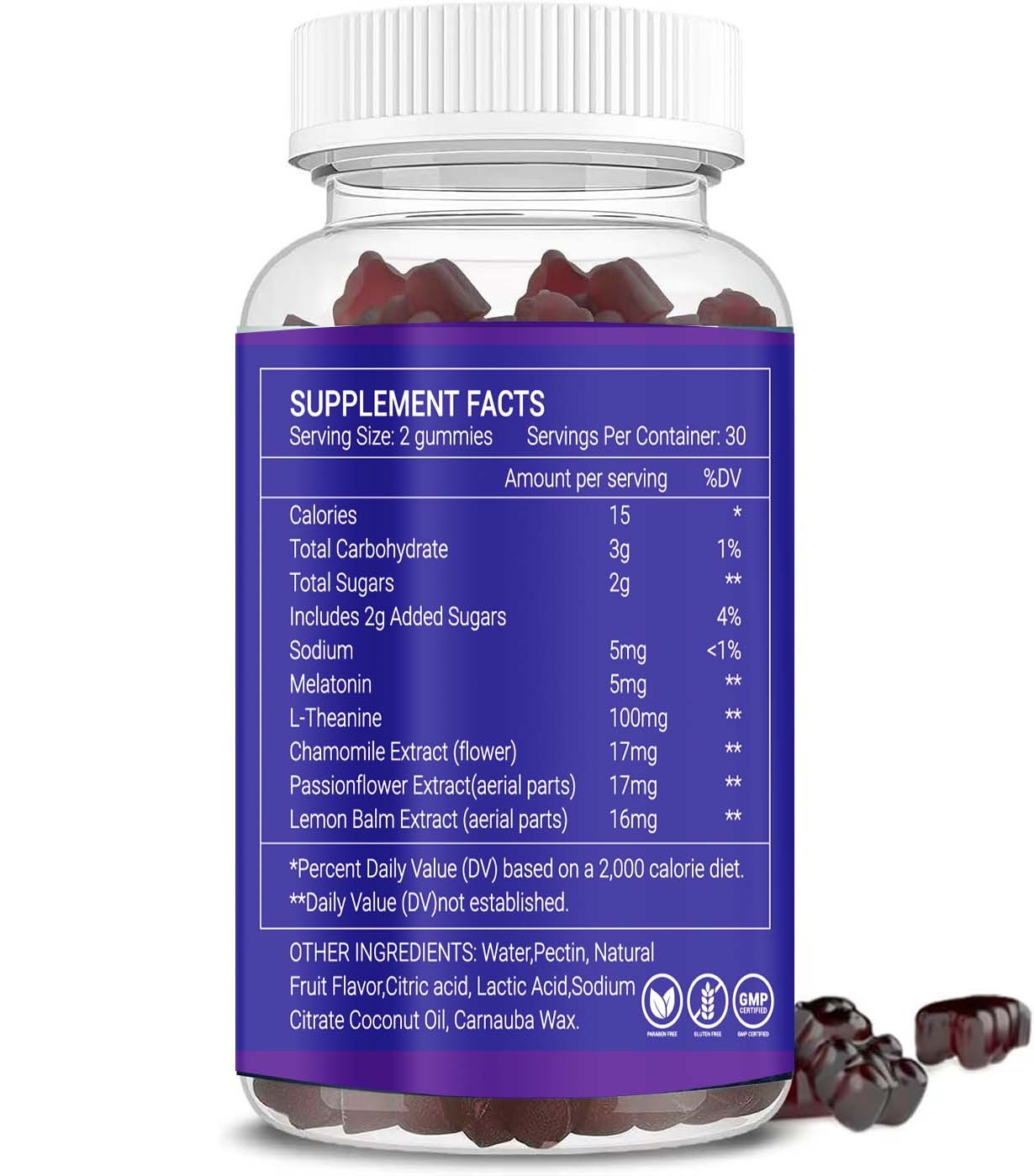 Melatonin Dietary Supplement Gummies, Strawberry, 5 mg, 60 Count